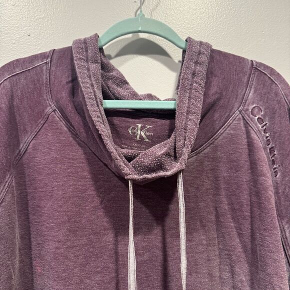 Calvin Klein Sweater Purple Long Sleeve Knit Cowl Neck Soft Causal Women sz XXL - Picture 2 of 10